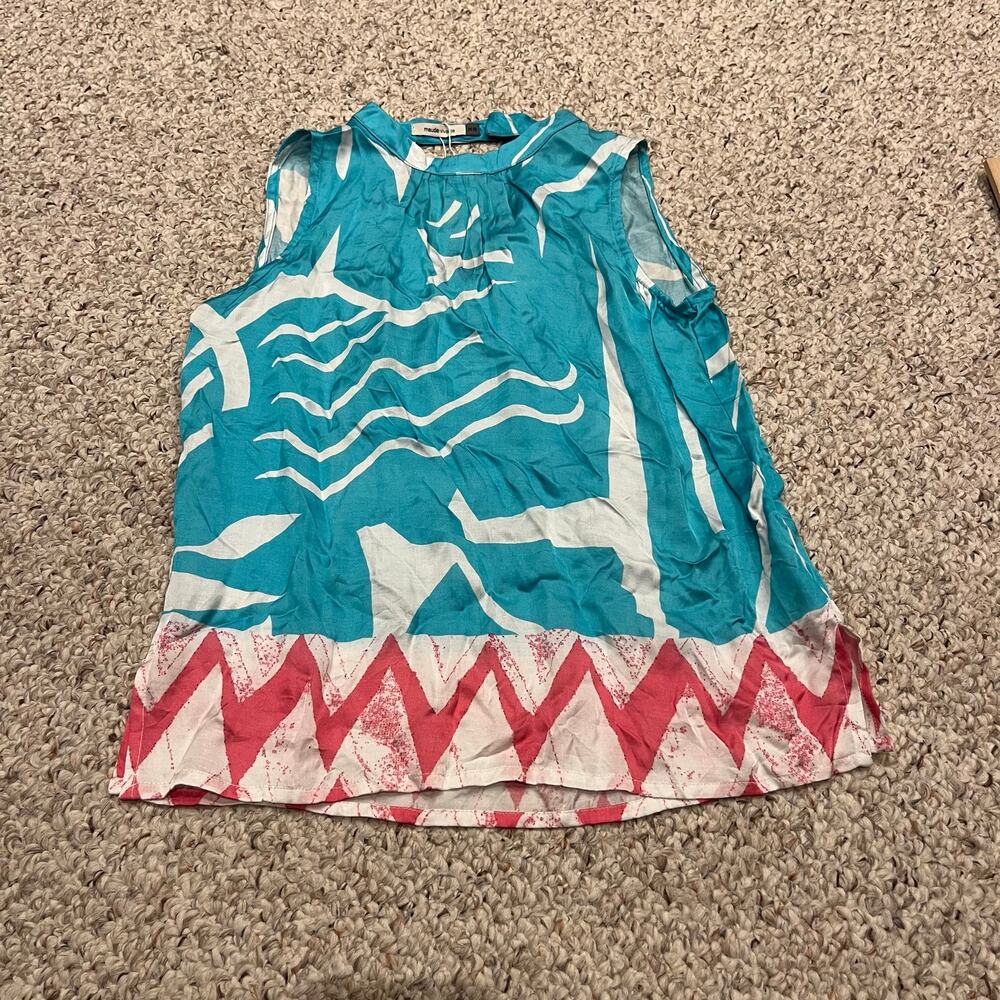 NEW Maude Vivante Sleeveless Blouse XS Preppy Resort Colorful Coastal Casual